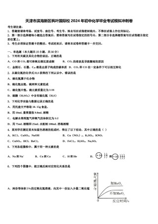 天津市滨海新区枫叶国际校2024年初中化学毕业考试模拟冲刺卷含解析.doc