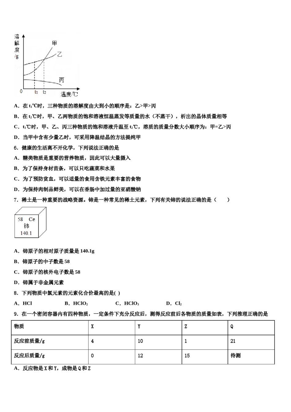 天津市红桥教育中学心2024年中考化学考试模拟冲刺卷含解析.doc_第2页