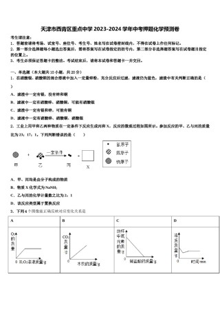 天津市西青区重点中学2023-2024学年中考押题化学预测卷含解析.doc