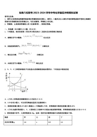 如皋八校联考2023-2024学年中考化学最后冲刺模拟试卷含解析.doc