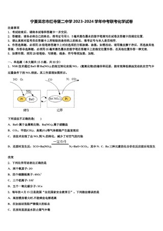 宁夏吴忠市红寺堡二中学2023-2024学年中考联考化学试卷含解析.doc