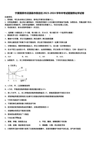 宁夏固原市泾源县市级名校2023-2024学年中考试题猜想化学试卷含解析.doc