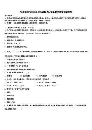宁夏固原市西吉县达标名校2024年中考联考化学试卷含解析.doc