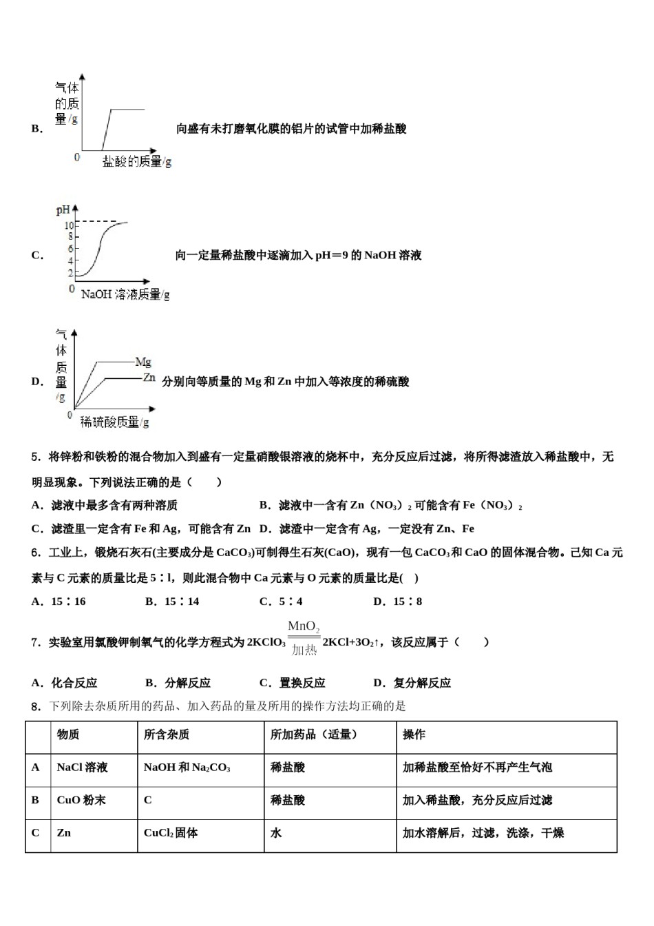 安师大附中2024届中考化学最后冲刺模拟试卷含解析.doc_第2页