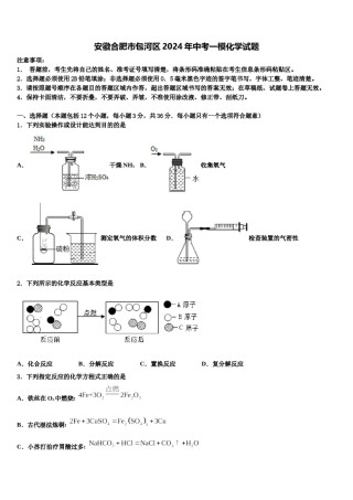 安徽合肥市包河区2024年中考一模化学试题含解析.doc