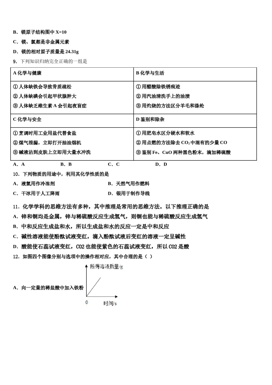 安徽省六安市舒城县2024届中考三模化学试题含解析.doc_第3页