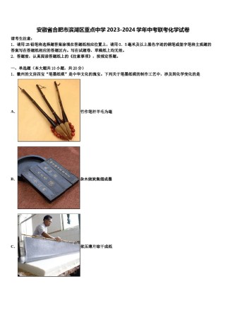 安徽省合肥市滨湖区重点中学2023-2024学年中考联考化学试卷含解析.doc