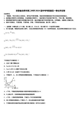 安徽省合肥市第二中学2024届中考考前最后一卷化学试卷含解析.doc