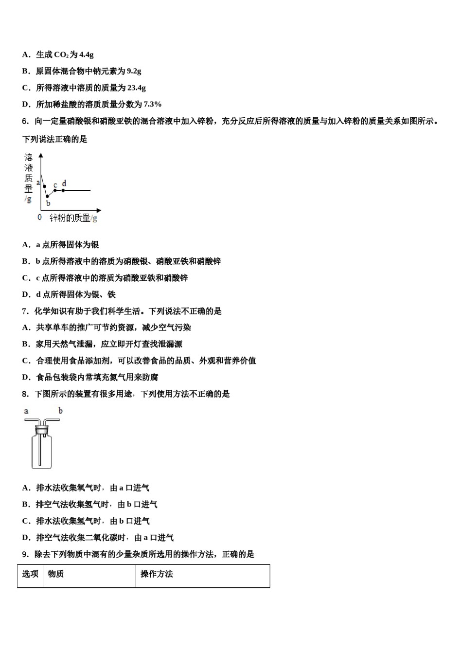 安徽省合肥市蜀山区琥珀中学2024年初中化学毕业考试模拟冲刺卷含解析.doc_第2页