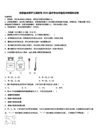 安徽省合肥庐江县联考2024届中考化学最后冲刺模拟试卷含解析.doc