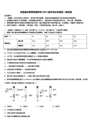 安徽省合肥肥西县联考2024届中考化学最后一模试卷含解析.doc