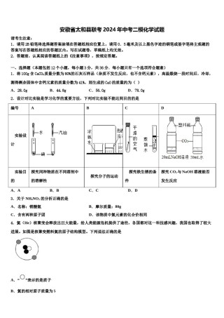 安徽省太和县联考2024年中考二模化学试题含解析.doc