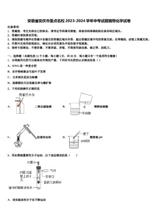 安徽省安庆市重点名校2023-2024学年中考试题猜想化学试卷含解析.doc