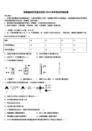 安徽省安庆市重点名校2024年中考化学模试卷含解析.doc