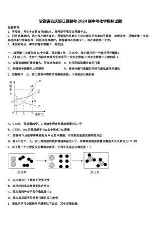 安徽省安庆望江县联考2024届中考化学模拟试题含解析.doc