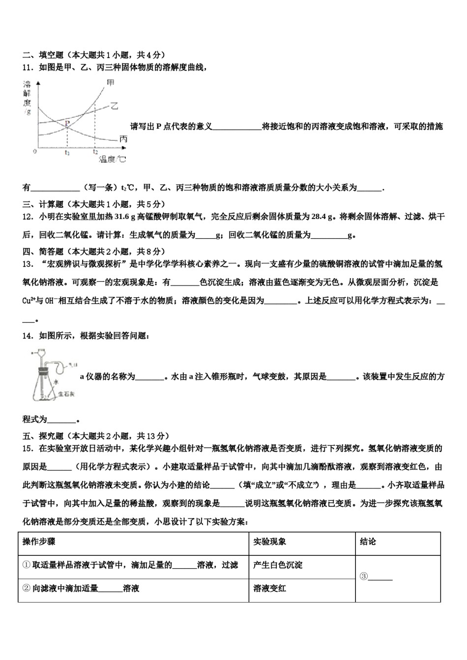 安徽省宿州市第十一中学市级名校2024年中考化学押题卷含解析.doc_第3页