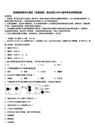 安徽省淮南市大通区（东部地区）重点名校2024届中考化学四模试卷含解析.doc