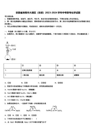 安徽省淮南市大通区（东部）2023-2024学年中考联考化学试题含解析.doc
