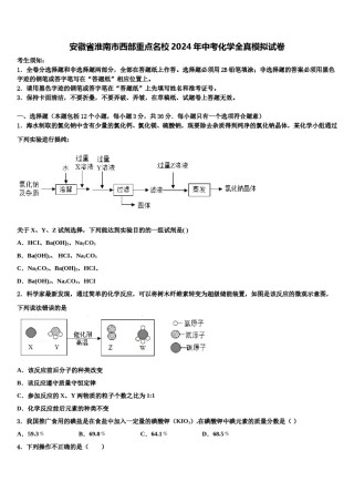 安徽省淮南市西部重点名校2024年中考化学全真模拟试卷含解析.doc