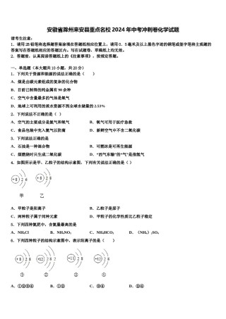 安徽省滁州来安县重点名校2024年中考冲刺卷化学试题含解析.doc
