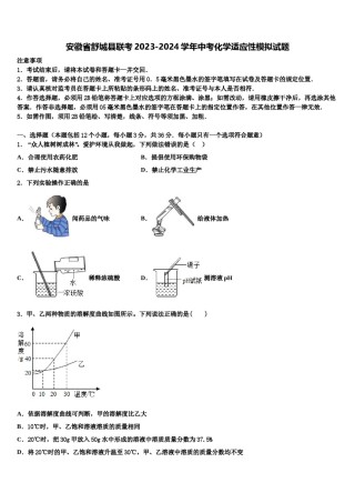 安徽省舒城县联考2023-2024学年中考化学适应性模拟试题含解析.doc