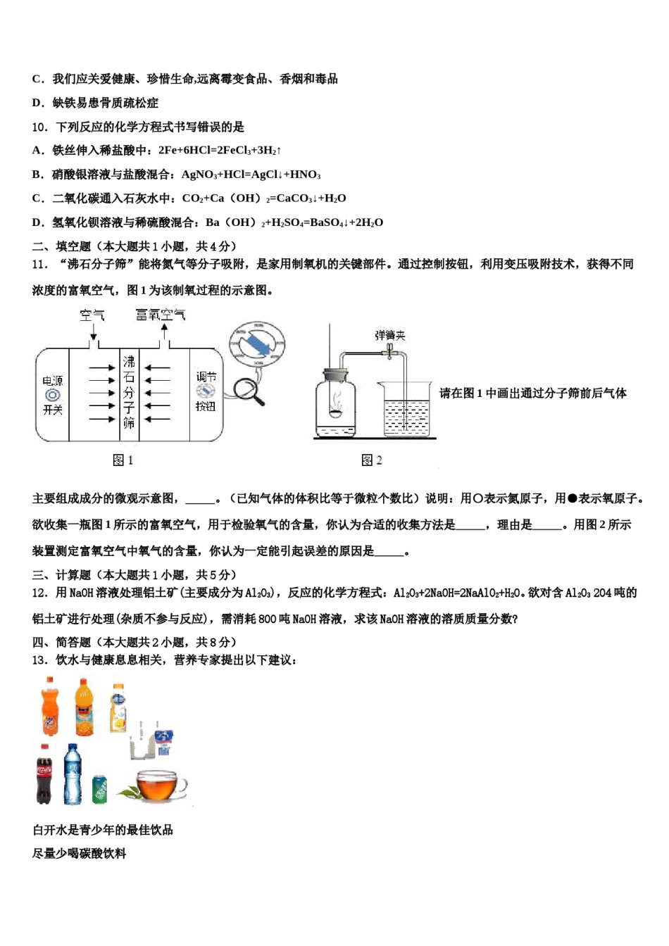 安徽省蒙城中学2024年中考五模化学试题含解析.doc_第2页