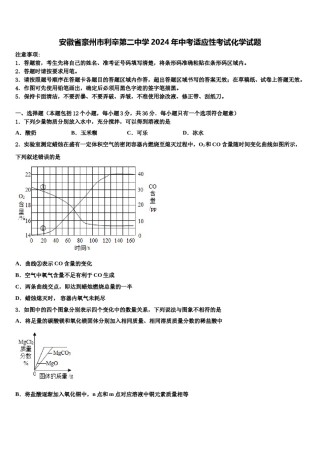 安徽省豪州市利辛第二中学2024年中考适应性考试化学试题含解析.doc
