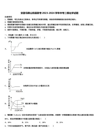 安徽马鞍山和县联考2023-2024学年中考二模化学试题含解析.doc