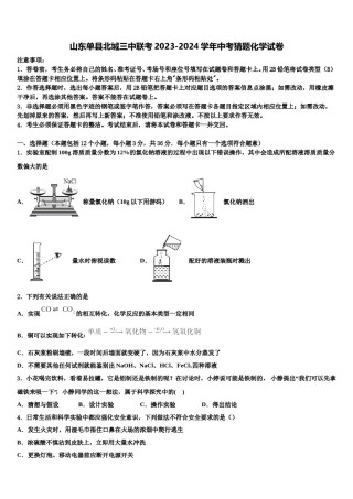 山东单县北城三中联考2023-2024学年中考猜题化学试卷含解析.doc