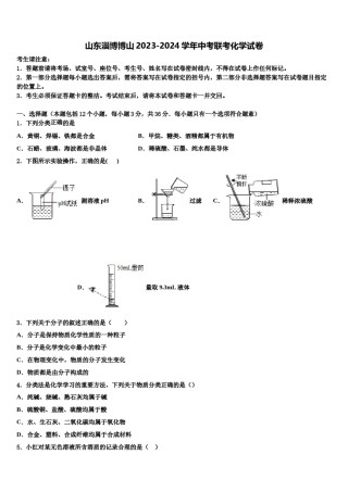 山东淄博博山2023-2024学年中考联考化学试卷含解析.doc
