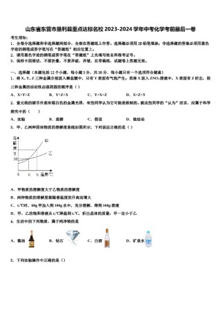 山东省东营市垦利县重点达标名校2023-2024学年中考化学考前最后一卷含解析.doc