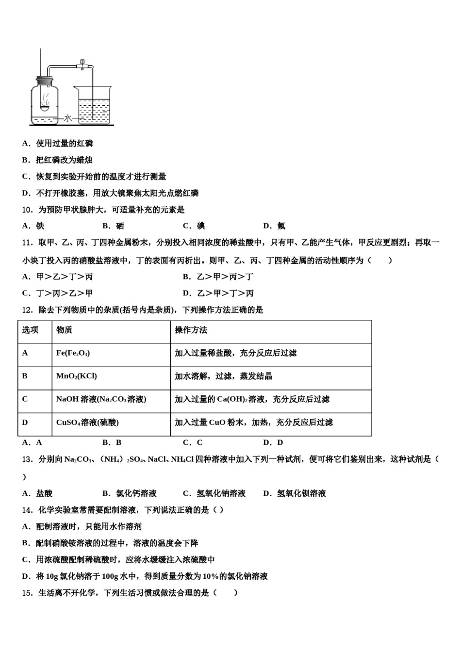 山东省临沂市沂水县市级名校2024届中考适应性考试化学试题含解析.doc_第3页