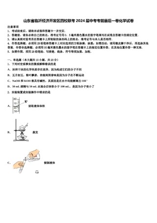山东省临沂经济开发区四校联考2024届中考考前最后一卷化学试卷含解析.doc