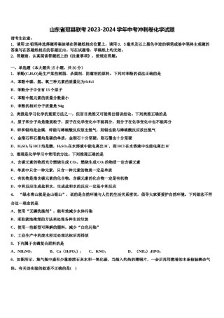 山东省冠县联考2023-2024学年中考冲刺卷化学试题含解析.doc