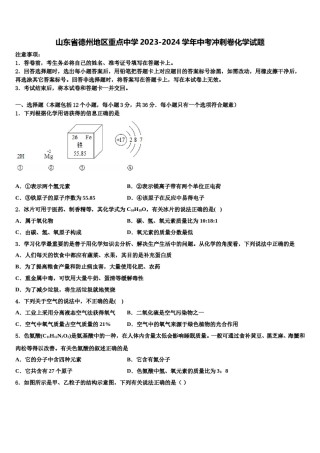 山东省德州地区重点中学2023-2024学年中考冲刺卷化学试题含解析.doc
