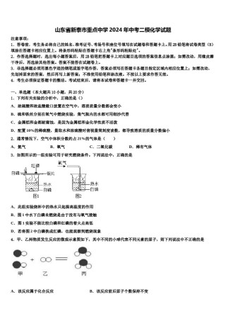 山东省新泰市重点中学2024年中考二模化学试题含解析.doc