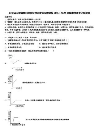 山东省无棣县鲁北高新技术开发区实验学校2023-2024学年中考联考化学试题含解析.doc