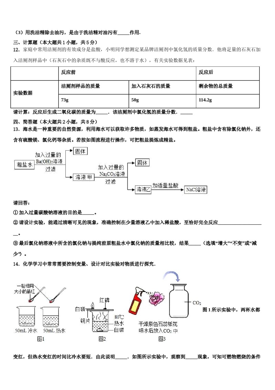 山东省无棣县鲁北高新技术开发区实验学校2024年中考一模化学试题含解析.doc_第3页