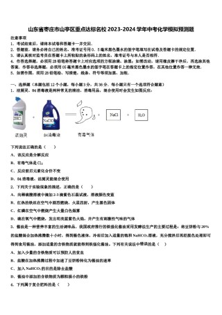 山东省枣庄市山亭区重点达标名校2023-2024学年中考化学模拟预测题含解析.doc