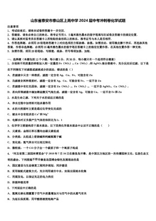 山东省泰安市泰山区上高中学2024届中考冲刺卷化学试题含解析.doc