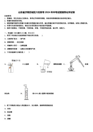 山东省济南历城区六校联考2024年中考试题猜想化学试卷含解析.doc