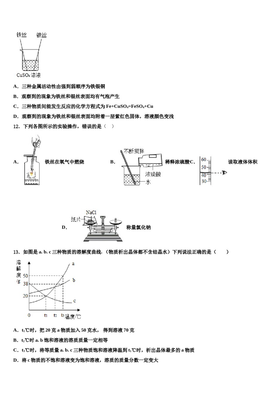 山东省济南市历城区重点名校2024年中考化学最后一模试卷含解析.doc_第3页