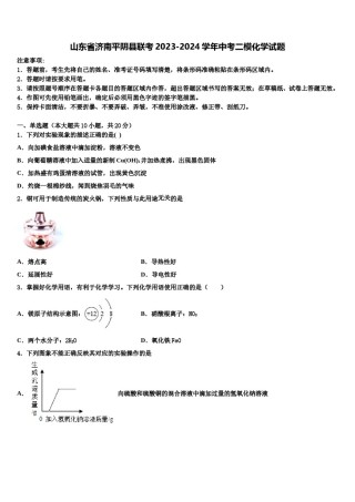 山东省济南平阴县联考2023-2024学年中考二模化学试题含解析.doc