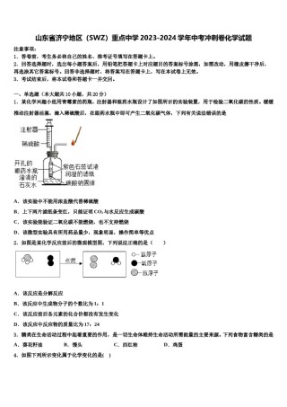 山东省济宁地区（SWZ）重点中学2023-2024学年中考冲刺卷化学试题含解析.doc
