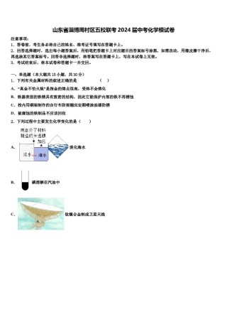 山东省淄博周村区五校联考2024届中考化学模试卷含解析.doc