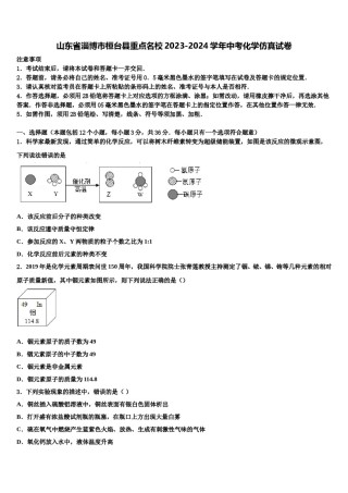 山东省淄博市桓台县重点名校2023-2024学年中考化学仿真试卷含解析.doc