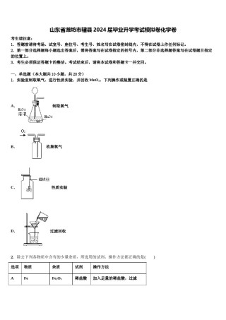 山东省潍坊市辖县2024届毕业升学考试模拟卷化学卷含解析.doc