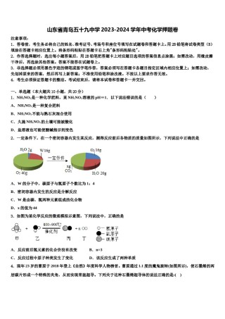 山东省青岛五十九中学2023-2024学年中考化学押题卷含解析.doc