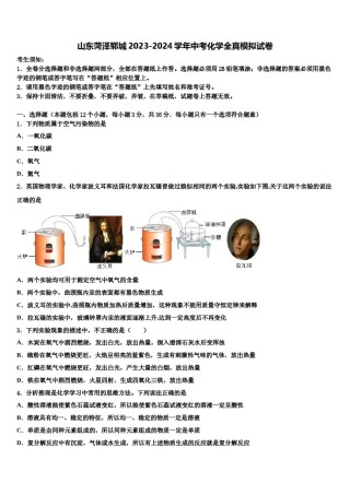 山东菏泽郓城2023-2024学年中考化学全真模拟试卷含解析.doc