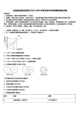 山东阳谷县达标名校2023-2024学年毕业升学考试模拟卷化学卷含解析.doc